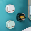 Milky White | Self-Adhesive Wall-Mounted Luxury Soap Holder with Lid and Drainage Tray